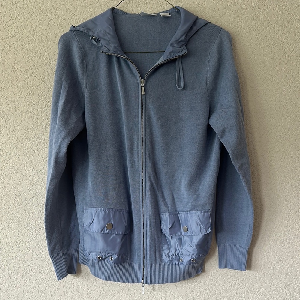 Blue Hooded Zip-Up Jacket